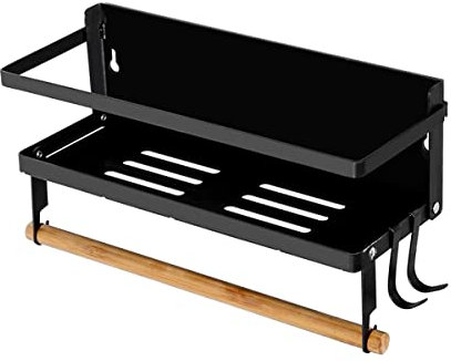 Redwestmelon Foldable Magnetic Spice Rack Fridge Storage Organiser Refrigerator Side Rack Roll Paper Towel Holder Multifunctional Kitchen Shelf (1 Tier)