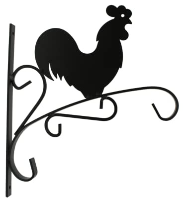DOJA Barcelona | Suspension Plante Coq | 2 Pcs Support Plante | 280 x 300 mm | Crochet Support Mural Jardin | Support Mural pour Pot de Fleur | Support décoratif Coq pour Pot de Fleur Exterieur