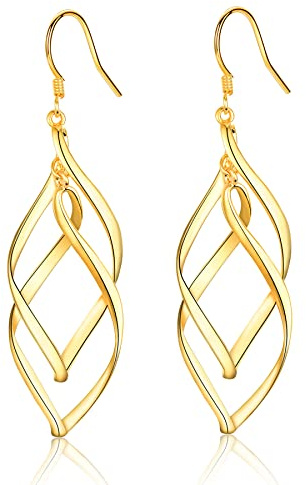 CERSLIMO Ohrringe Silber 925 Gold Hängend Lang Diamant Hängeohrringe Damen Silberohrringe Vergoldet Frauen Schmuck Geschenke