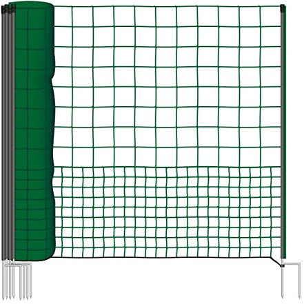 VOSS.farming 25m Hühnernetz mit Durchgang, 125cm, 7 Pfähle, 2 Spitzen, grün, ohne Strom