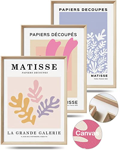 UPWOIGH Henri Matisse – Lot de 3 impressions sur toile encadrée (sans plexiglas) – Impressions sur toile du milieu du siècle, style bohème – 30 x 40 cm – Œuvres d'art pour décoration murale