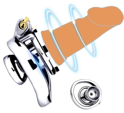 QgLust Keuschheitskäfig Herren Metal Penis Cage Cock Cage mit Realistischer Dildo Peniskäfig Set für SM Fetisch Fesselspiele Langes Geeignet für Sexspielzeuge für Paare Sex Herren Extrem Spielzeug