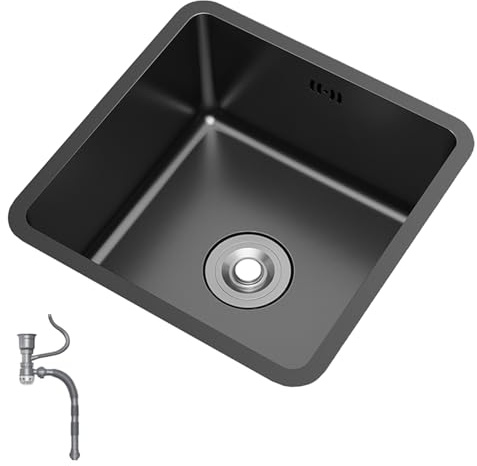 Lavello da Cucina, lavabo Rettangolare da Bar in Acciaio Inox Nano 304 Nero, lavello da Tavolo sottopiano Piccolo Singolo per Cucina Bar Bar (S : 35 * 35CM)
