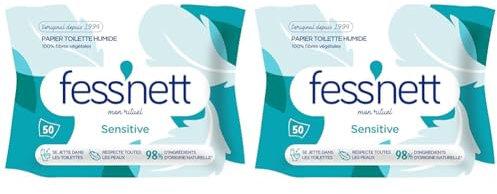 Fess'nett Papier Toilette Humidifié Sensitive 50 Pièces 1 Unité (Lot de 2)