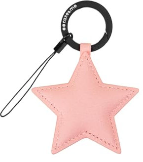 case&me Charm Anhänger Stern Schlüsselanhänger für Smartphone Leder Optik mit Band Rosa