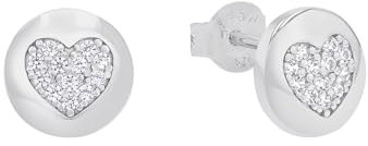 s.Oliver Ohrstecker 925 Sterling Silber Damen Ohrschmuck, mit Zirkonia synth., 0,8 cm, Weiß, Herz, Kommt in Schmuck Geschenk Box, 2037814