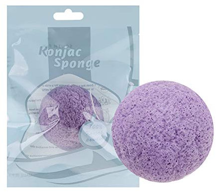 Spugna Konjac Per Il Viso, Semicerchio Konjac Naturale Per Lavaggio Viso Spugna Puff Strumento Per La Pulizia del Viso Bagnato/asciutto Per La Pulizia Delicata del Viso Ed Esfoliante(viola)