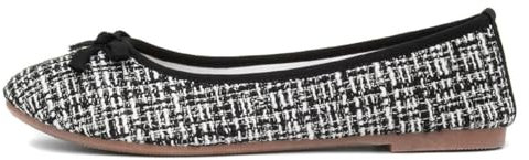 Lilley Womens Black & White Bow Ballerina Shoe - Size 3 UK - Black