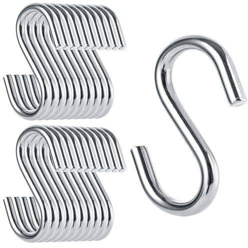 CYEAH 50 Stück robuste S-Haken zum Aufhängen, 304 Edelstahl, S-förmige Haken, 5,1 cm lange Metall-Kleiderbügel, Hängehaken für Küche, Werkstatt, Badezimmer, Garten, max. 79,8 kg