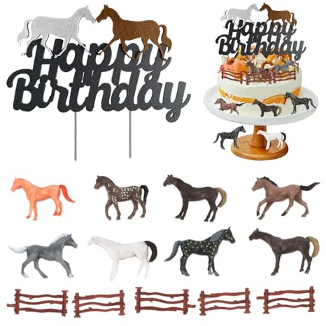 SZSMW 15 StüCk Pferd Kuchen Deko - Dekoration FüR Pferdekuchen | Tortenaufleger Pferd - Pferde Tortendeko - Geeignet FüR Pferdeparty-Dekorationen,Sommerparty-Dekorationen, Wiederverwendbar