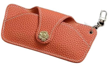 LXHZSY Brillenetui Schlüsselanhänger Brillen-Schutzbox Brillenetui Brillenhalter PU-Leder Sonnenbrillentasche(Orange)
