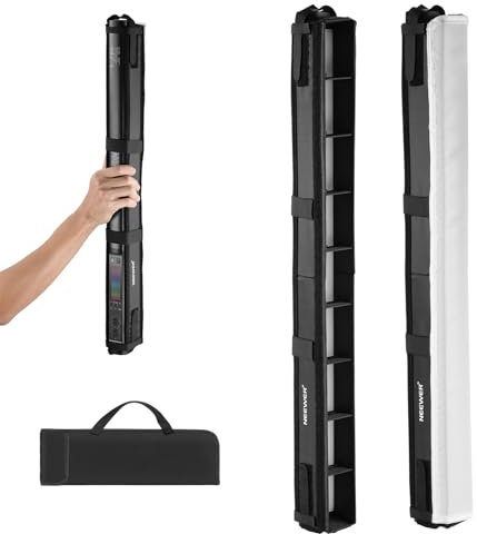 NEEWER Kit Diffusore di Luce LED per Barra Luminosa LED RGB TL60, Diffusore a Striscia con Griglia a Nido d'Ape, Borsa da Trasporto, Chiusure a Strappo per Foto Video Streaming Live Ritratti, NS9S