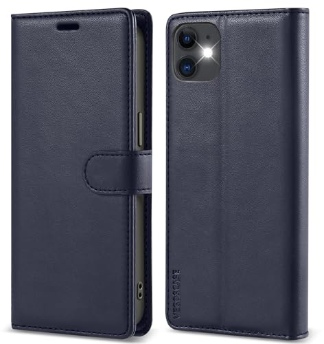 VEGOSCASE Custodia per iPhone 11, Custodia a Libro in PU Pelle, Cover a Libro Magnetica [Blocco RFID] Portafoglio con Slot per Schede per iPhone 11, Blu