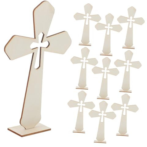 ABOOFAN 10pcs Diy Wooden Cross Craft Small Decor Religious Adornment Christmas Ornament