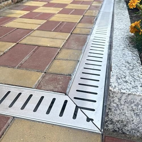 Pannello di scarico universale sottile in metallo per esterni, kit di scarico della base della doccia, per vialetto, patio e piscina, confezione da 50 (10,5 x 4 x 60 cm)