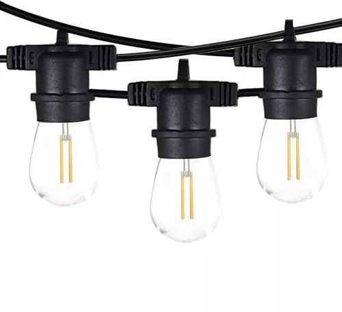 Kovalmax® Catena luminosa 10 porta lampada e27 cavo nero 11 mt corda prolunga esterno ip65