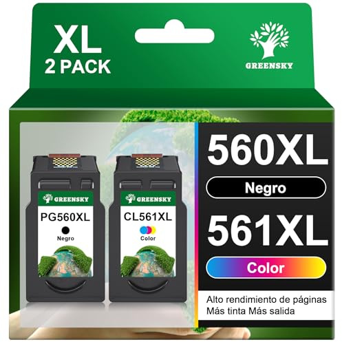 GREENSKY 560 561 Patronen XL Ersatz für Canon 560 561 XL PG-560XL CL-561XL | Kompatibilität mit Canon Pixma TS5350 TS5351 TS5352 TS5353 TS7450 TS7451 TS7450a TS7451a TS7450i TS7451i TS5350i, 2er-Pack