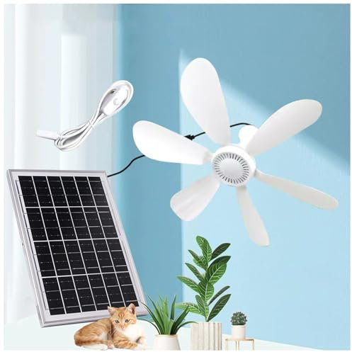 LYCDPYCD Ventilatore da Soffitto Piccolo for Esterni 6 Pezzi ABS Inserto Pale Del Ventilatore Ventilatore da Campeggio 5-10 Metri Quadrati 6/10W Ventilatore Solare for Appartamenti(10W)