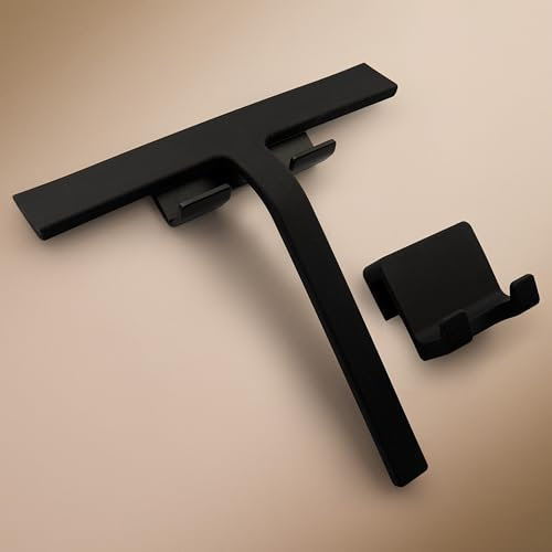 Designfabrik Amburgo Tergivetro doccia | Tira acqua in silicone nero o bianco | Supporto senza forare | Design moderno per il bagno | 23 cm | Nero