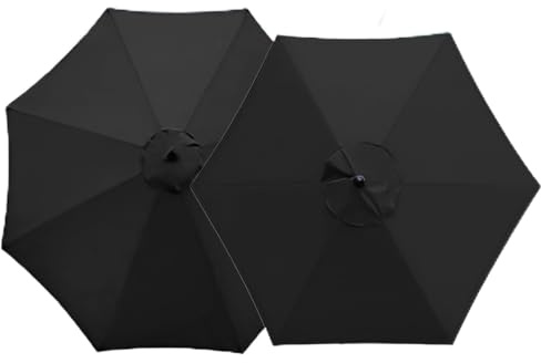 Parasol Replacement Canopy, UV50+, Waterproof, 6/8 Ribs Sun Umbrella Replacement Cloth Garden Umbrella Replacement Cover(Black,8.2ft (250cm)/8 Ribs)