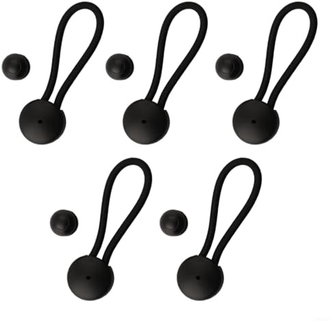Bungee-Gummiseil-Clip, 5 Stück, langlebig, Nylon-Gummi-Verschluss mit Knauf, einfache Installation für Zelt, Boot, Yacht, Wohnmobil, Abdeckung (schwarz)