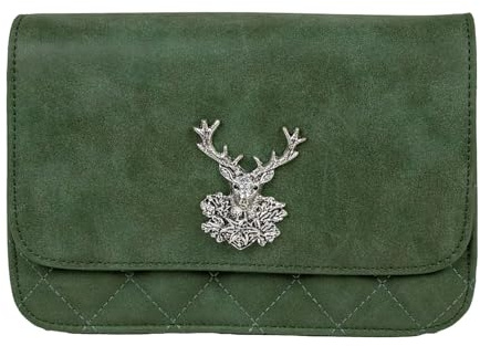 Gesteppte Trachten Handtasche Anni mit Hirsch Applikation | Olivgrün