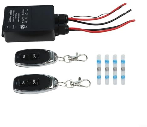 URPIZY Funkschalter Wasserdicht 30A Relais Empfänger AC100-240V Fernbedienung Schalter IP65 Mit 2 Fernbedienungen Für Außenbereich Pumpen Motoren Lampen