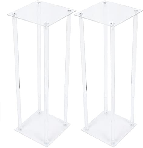 2 Stück Hochzeit Blumenständer 60cm-Hoch Transparent Acryl-Hochzeitsdekoration 20cm-Breit für Tische Blumenstrauß Vase Säulen Blumenvase Rechteckig Bodenvase mit Acrylplatte für Hochzeit Party