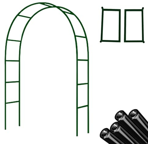 Arche de jardin pour plantes grimpantes, treillage réglable de 120 à 350 cm, pour roses, décoration extérieure pour terrasse et pergola, support vert pour tonnelle de mariage