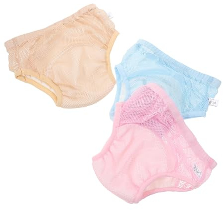 SOPOTUTU 3 Stück Windelhöschen aus Baumwolle Waschbare Töpfchentraining Unterhosen mit Atmungsaktivem Netzstoff für Neugeborene und Kleinkinder Gelb Blau