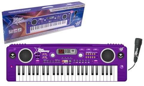 WS - Synthesizer - Offizielle Lizenz Star Academy - 49 Tasten - Einführung - 610800SA - Violett - Tastatur - Musik - Instrument - Klavier - Sänger - Mikrofon - Ideal für Anfänger