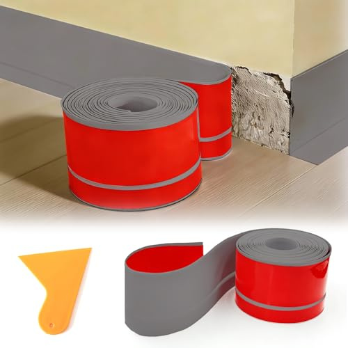 Sockelleiste Selbstklebend, 6M Weichsockelleiste Selbstklebend Knickleiste individuell zuschneidbar, 50x20mm Sockelleiste Einfache Montage, DIY Renovierung Für Altbau, Badezimmer, Wand, Boden