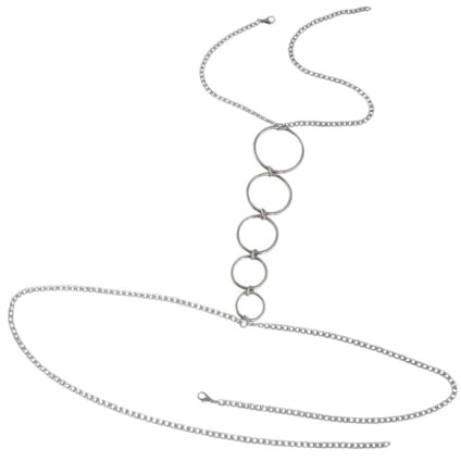 Zambuph Arnés de cadena para mujer, joyería corporal, cuello, 51 cm, cintura, 93 cm, festivales de música, fiestas en la playa, atracciones y eventos cosplay, sujetador cadena simple para mujer,