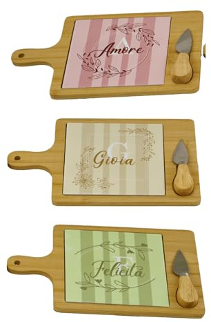 Doni Bomboniere Matrimonio 1 pz Set Tagliere E Coltellino Decorato Anniversario A Righe Verticali Idee Regalo Complete Originali Economiche