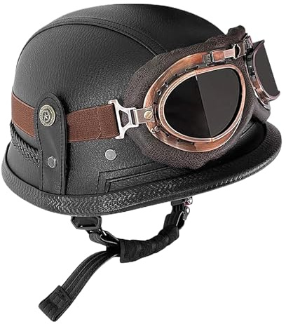 Casco Da Motociclista Tedesco - Equipaggiamento Di Sicurezza Retrò, Casco Da Equitazione Vintage, Protezione Per Moto Per Adulti, Accessorio Per Incrociatore Classico | Design Tedesco Di Caschi Da Mot