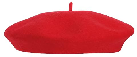 P' CLOWN - 46502 – Barett aus Wolle – Gavroche Hut, Retro, Vintage, Französisch – Kostümzubehör – für Karneval, Themenpartys, Kostümpartys – Erwachsene Herren Damen – Rot