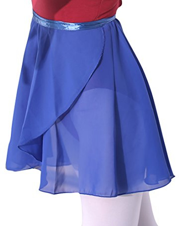 WOOSUN Women Girls Ballet Skirt Chiffon Dance Wrap Skirt Adjustable Waist Tie Ballet Skirts Blue