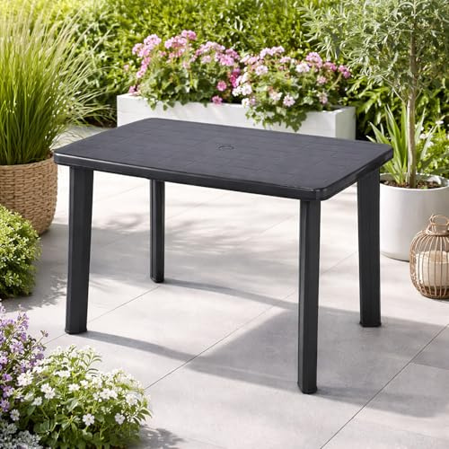 Mojawo Gartentisch Kunststoff 100x70cm Anthrazit rechteckig Balkontisch Gartentisch Terrassentisch Bistrotisch