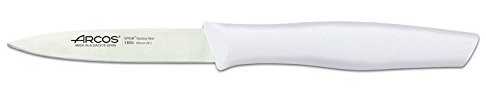 Arcos Serie Nova Caja 36 uds Cuchillo Mondador, Hoja de Acero Inoxidable de 85 mm, Mango de Polipropileno Color blanco (36 UDS)