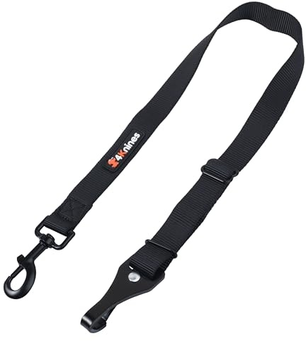 4Knines Dog Seat Belt Tether – Heavy-Duty Dog Car Safety Harness Attachment – Adjustable Pet Travel Restraint for Vehicle Anchor System – Universal Fit for Secure, Comfortable Car Rides, Black