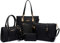 FiveloveTwo Femmes Mode 6Pcs Bag Set PU cuir Sac à Bandoulière portés main + Fourre-Tout + Portefeuille + Titulaire de la Carte Pochettes Clutches épaule ensemble de Shoulder Bag Noir