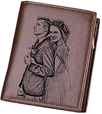ASD Jewerly Personalisiertes echtes Leder für Männer Custom Herren Geldbörse Gravierte Foto Brieftasche Väter Geschenk