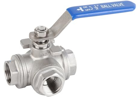 1/2 3-Wege Kugelhahn DN15 Edelstahl Ballventil mit Innengewinde für Heizung Sanitär Industrie Rohrarmatur T-Port