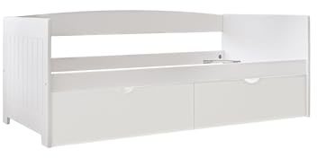 Vep Home Letto a Scomparsa con 2 Cassetti - 197x95x70 cm - Struttura in MDF Resistente - Compatibile con Materasso 90x190 cm - Design Funzionale per Cameretta - Colore Bianco Laccato