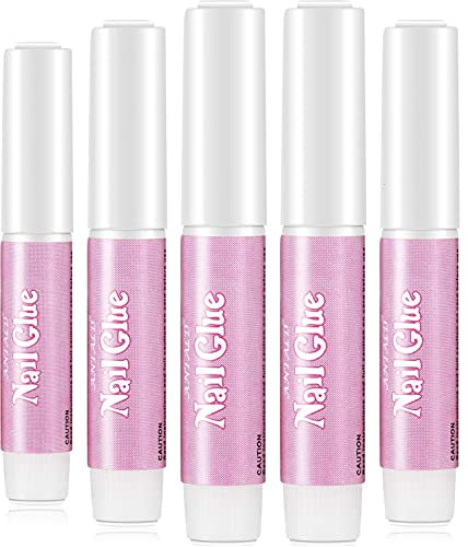 5 pieces Nail Tip Glue Quick False Nail Glue Adhesive for Artificial Nails Acrylic Glue Rhinestones Decors Quick Dry Super Strong Adhesive for Stick or Repair Artificial Nails 0.07 oz (5 x 2g Glue)