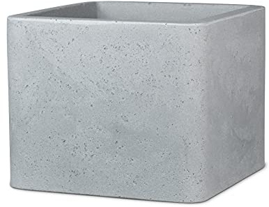 Scheurich Alea 40, Pflanzgefäß/Blumentopf/Pflanzkübel, quadratisch, Farbe: Stony Grey, hergestellt mit recyceltem Kunststoff, 10 Jahre Garantie, für den Außenbereich