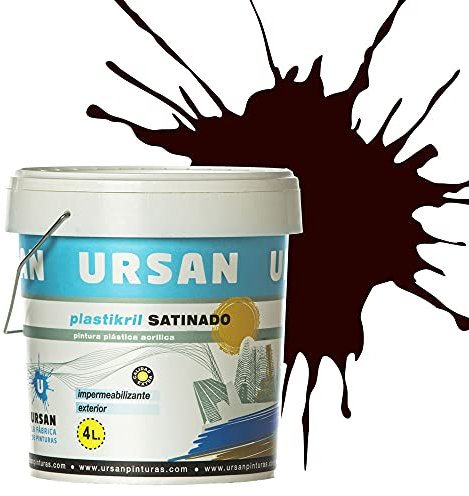 Ursan - Plastikril Satinado | Pintura Exterior Satinada - Pintura Impermeabilizante - Indicada para Fachadas con Alta Resistencia a Agentes Atmosféricos - MARRON 4L