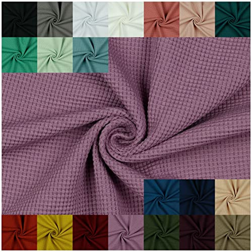 VmG-Store Waffel-Jersey Meterware Waffelpique Waffel Stoff 95% Baumwollstoff 5% Elasthan Tex 100 (50 x 145cm, 044 I Lavendel)