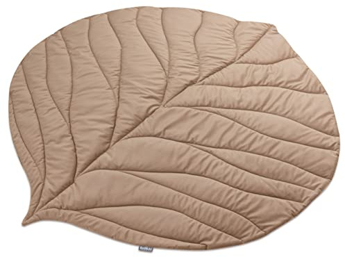 Bellochi Krabbelmatte für Baby und Kinder - Beige - 95x78 cm - Universal Krabbeldecke Bodenmatte - für Innen- und Außenbereich - Weiches Veloursstoff - Blattform