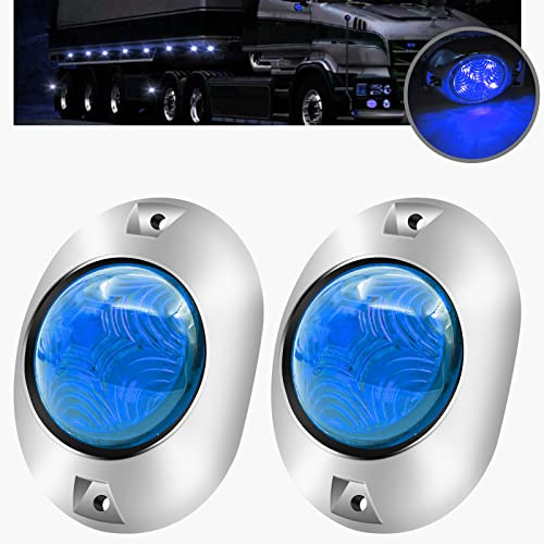 Truck Side Light 2PCS 5 LEDs Feux de Gabarit pour Remorque 12V/24V Vert LED Arrière Avant Indicateur de Position en Lumière avec Lunette Chromée pour Camion Caravane Camping Car Van Tracteur Bus